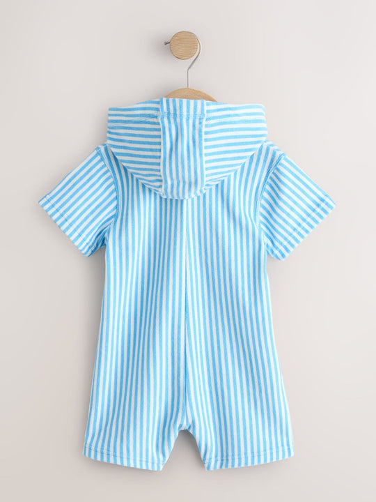 Blue Striped Towelling All-In-One (3mths-7yrs)
