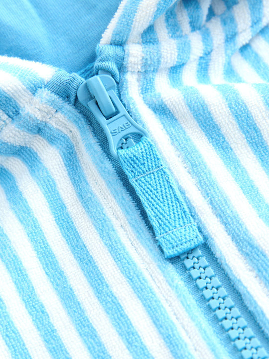 Blue Striped Towelling All-In-One (3mths-7yrs)