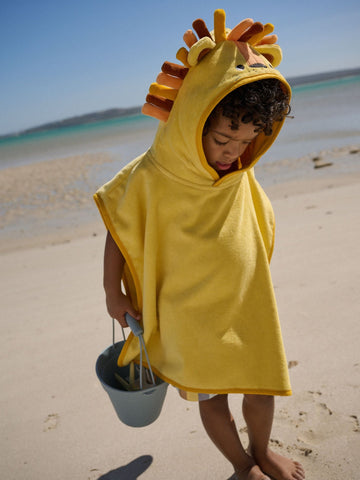 Yellow Lion Towelling Poncho (9mths-6yrs)