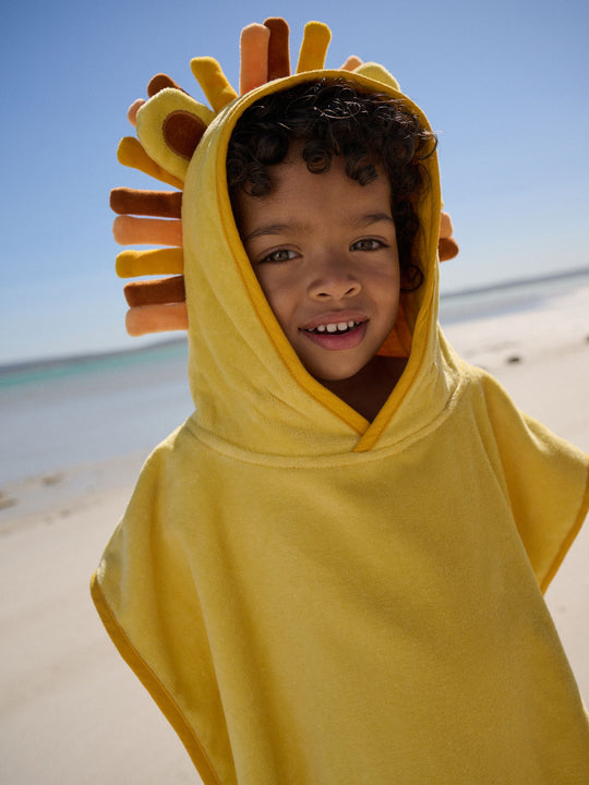 Yellow Lion Towelling Poncho (9mths-6yrs)