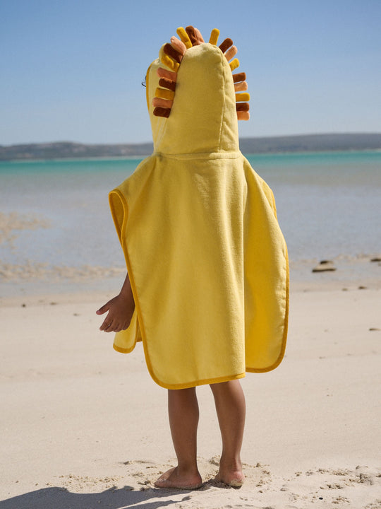 Yellow Lion Towelling Poncho (9mths-6yrs)