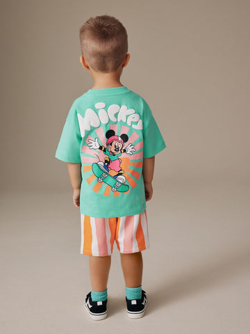 Green/Orange Mickey Mouse T-Shirt and Shorts Set (3mths-8yrs)