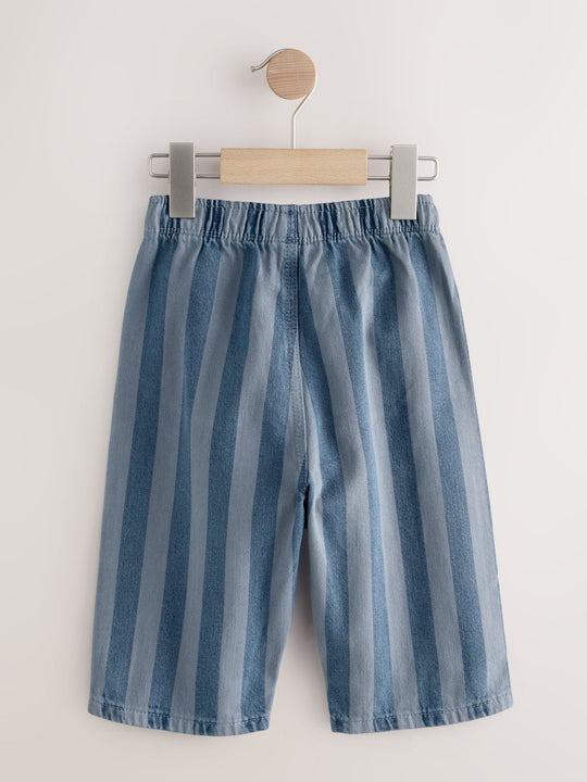 Dark Blue Stripe Pull On Wide Trousers (3mths-7yrs)