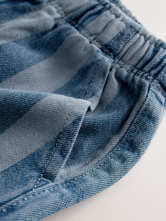 Dark Blue Stripe Pull On Wide Trousers (3mths-7yrs)