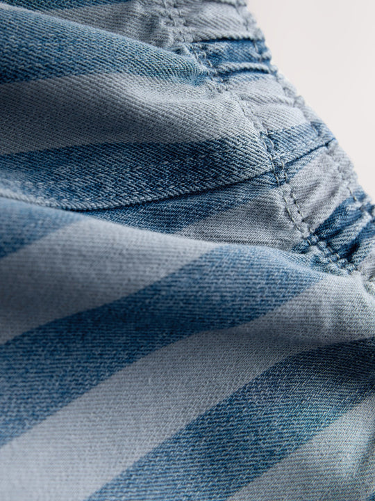 Dark Blue Stripe Pull On Wide Trousers (3mths-7yrs)