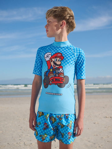 Blue Mario Rash Vest (3-16yrs)