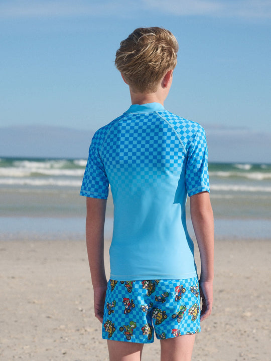 Blue Mario Rash Vest (3-16yrs)