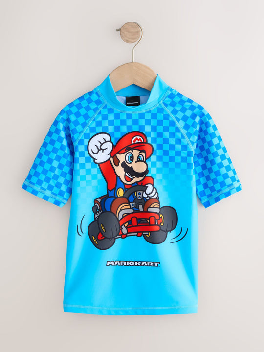 Blue Mario Rash Vest (3-16yrs)