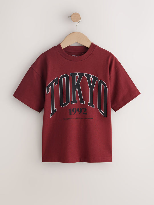 Berry Red Varsity Short Sleeve Graphic T-Shirt (3-16yrs)