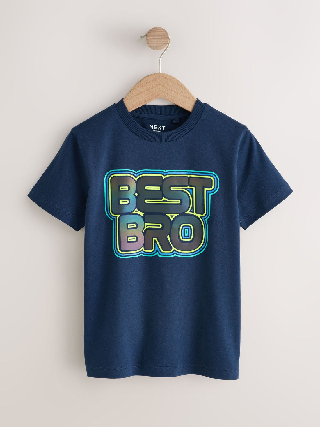 Navy Blue Best Bro Regular Fit Short Sleeve Graphic Print T-Shirt (3-16yrs)