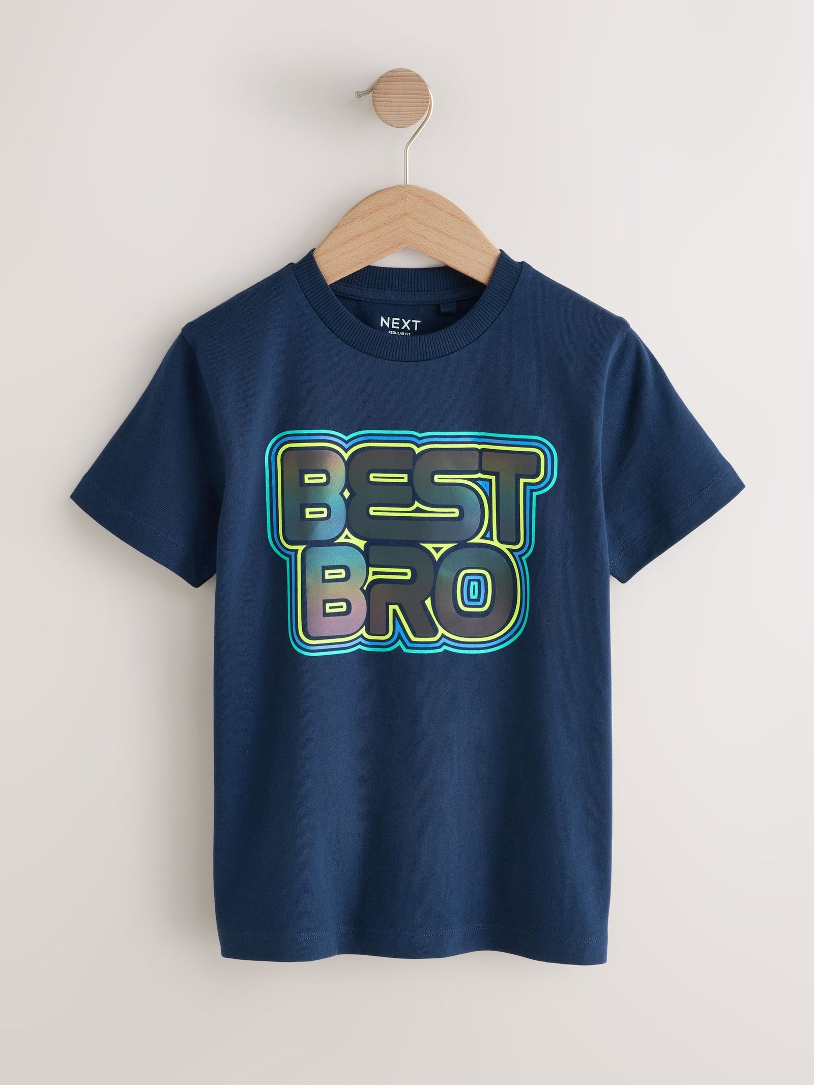 Navy Blue Best Bro Regular Fit Short Sleeve Graphic Print T-Shirt (3-16yrs)