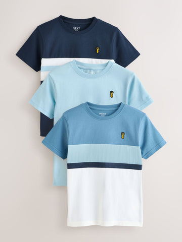 Blue Regular Fit Relaxed Fit Colourblock Short Sleeve T-Shirts 3 Pack (3-16yrs) (3-16yrs)
