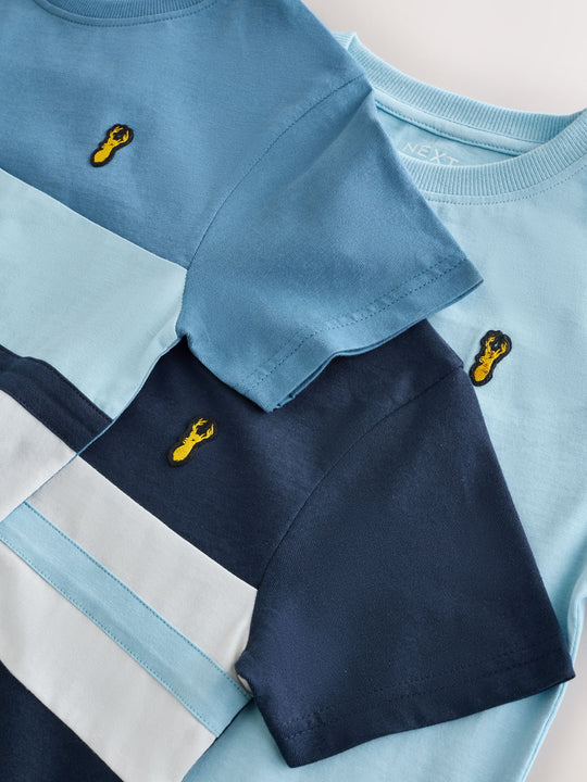 Blue Regular Fit Relaxed Fit Colourblock Short Sleeve T-Shirts 3 Pack (3-16yrs) (3-16yrs)