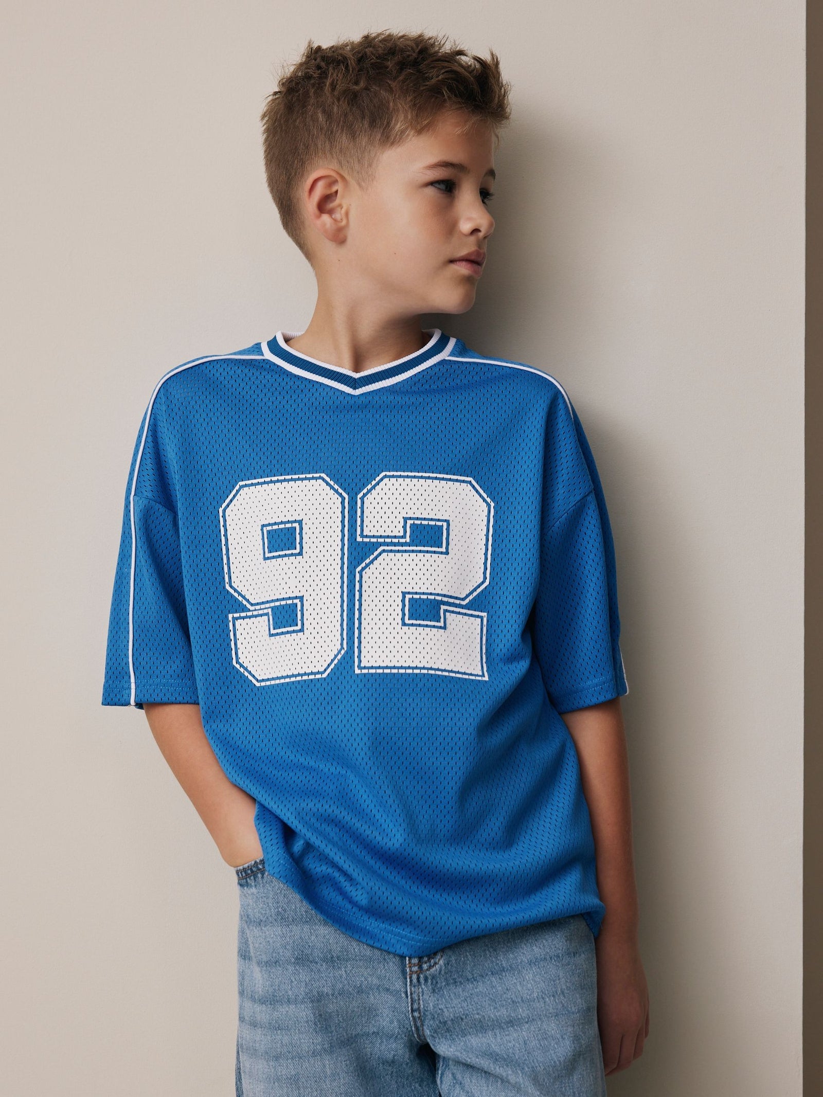 Cobalt Blue Mesh Varsity Short Sleeve T-Shirt (3-16yrs)