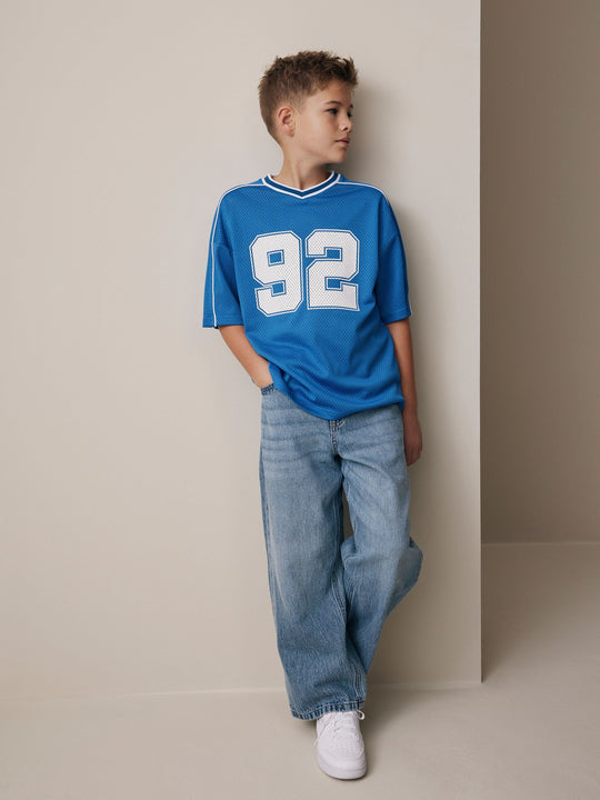 Cobalt Blue Mesh Varsity Short Sleeve T-Shirt (3-16yrs)
