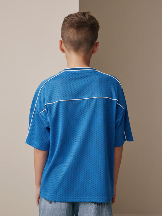 Cobalt Blue Mesh Varsity Short Sleeve T-Shirt (3-16yrs)