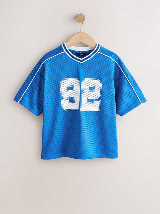 Cobalt Blue Mesh Varsity Short Sleeve T-Shirt (3-16yrs)