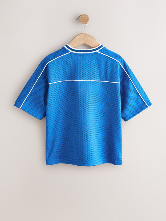 Cobalt Blue Mesh Varsity Short Sleeve T-Shirt (3-16yrs)