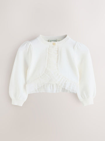 Baker by Ted Baker Knitted Mesh Ruffle Hem Cardigan