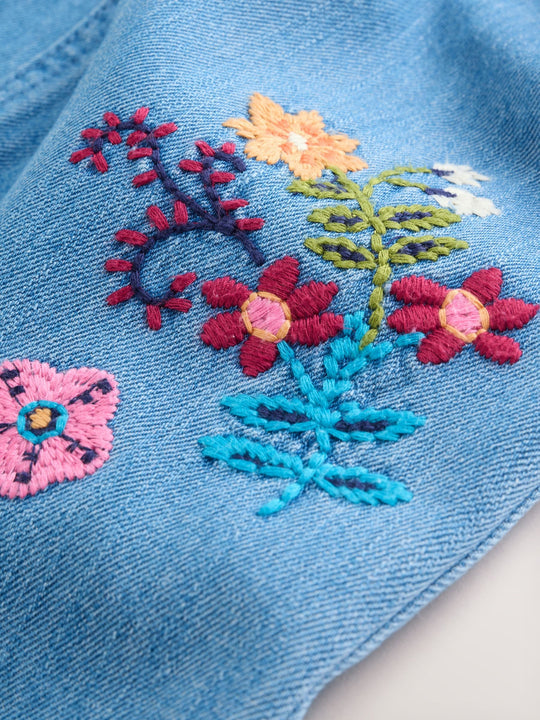 Embroidered Denim Dungarees and Long Sleeve Bodysuit Set 2 Piece (0mths-3yrs)