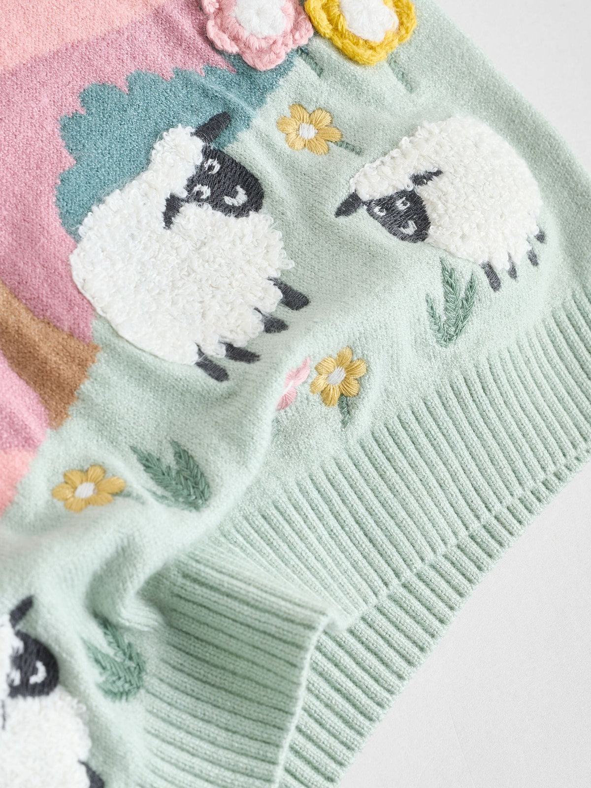 Pink Sheep Scene Baby Knitted Jumper and Leggings Set 2 Piece (0mths-2yrs)