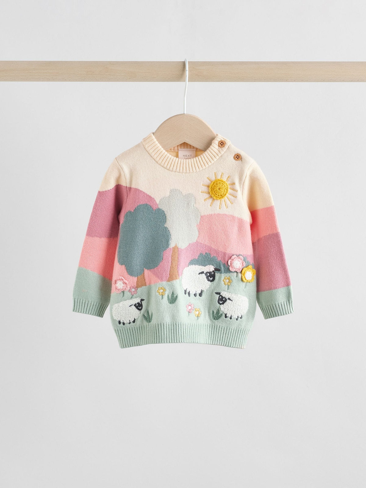 Pink Sheep Scene Baby Knitted Jumper and Leggings Set 2 Piece (0mths-2yrs)