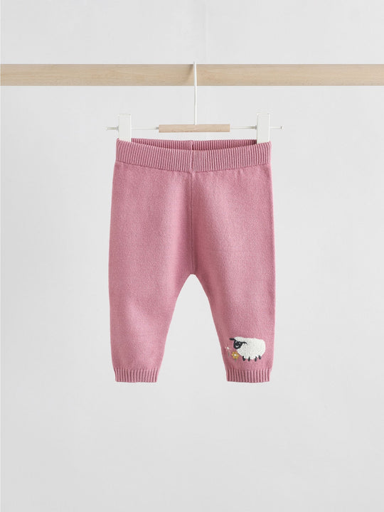 Pink Sheep Scene Baby Knitted Jumper and Leggings Set 2 Piece (0mths-2yrs)