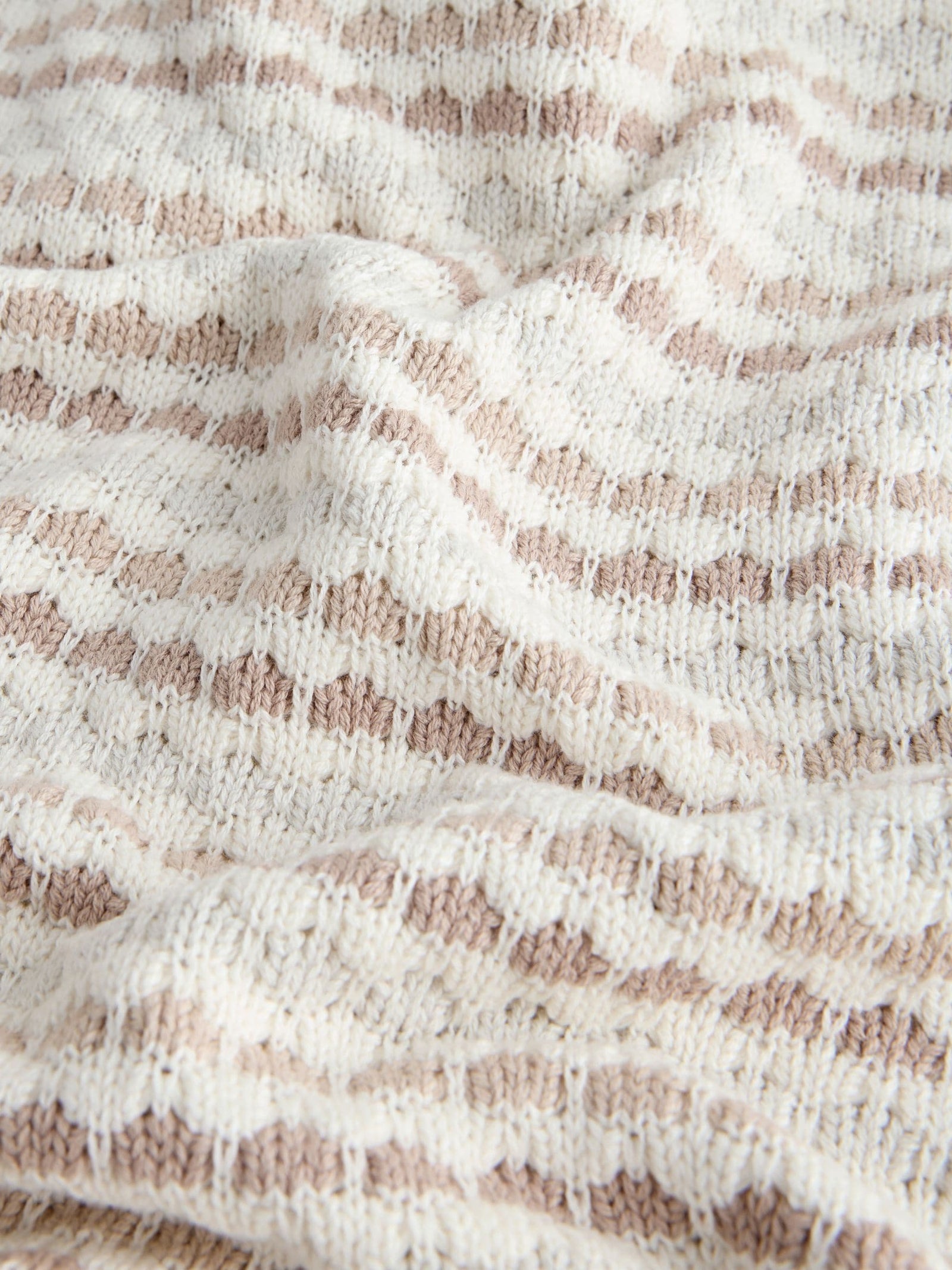 Neutral Bobble Knitted Baby Blanket