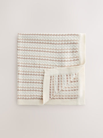 Neutral Bobble Knitted Baby Blanket