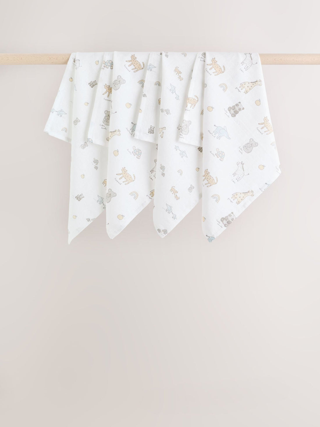 Neutral/Pink Mini Jungle Baby Muslin Cloths 4 Pack