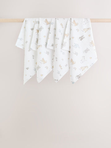 Neutral/Pink Mini Jungle Baby Muslin Cloths 4 Pack