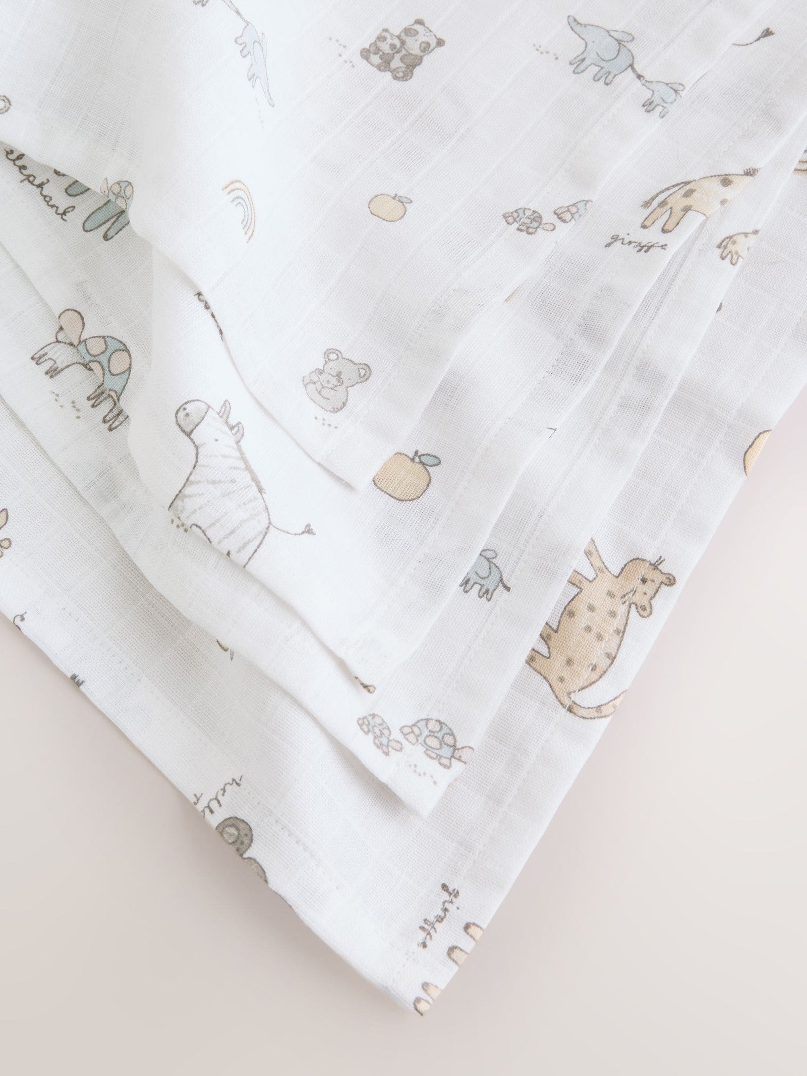 Neutral/Pink Mini Jungle Baby Muslin Cloths 4 Pack