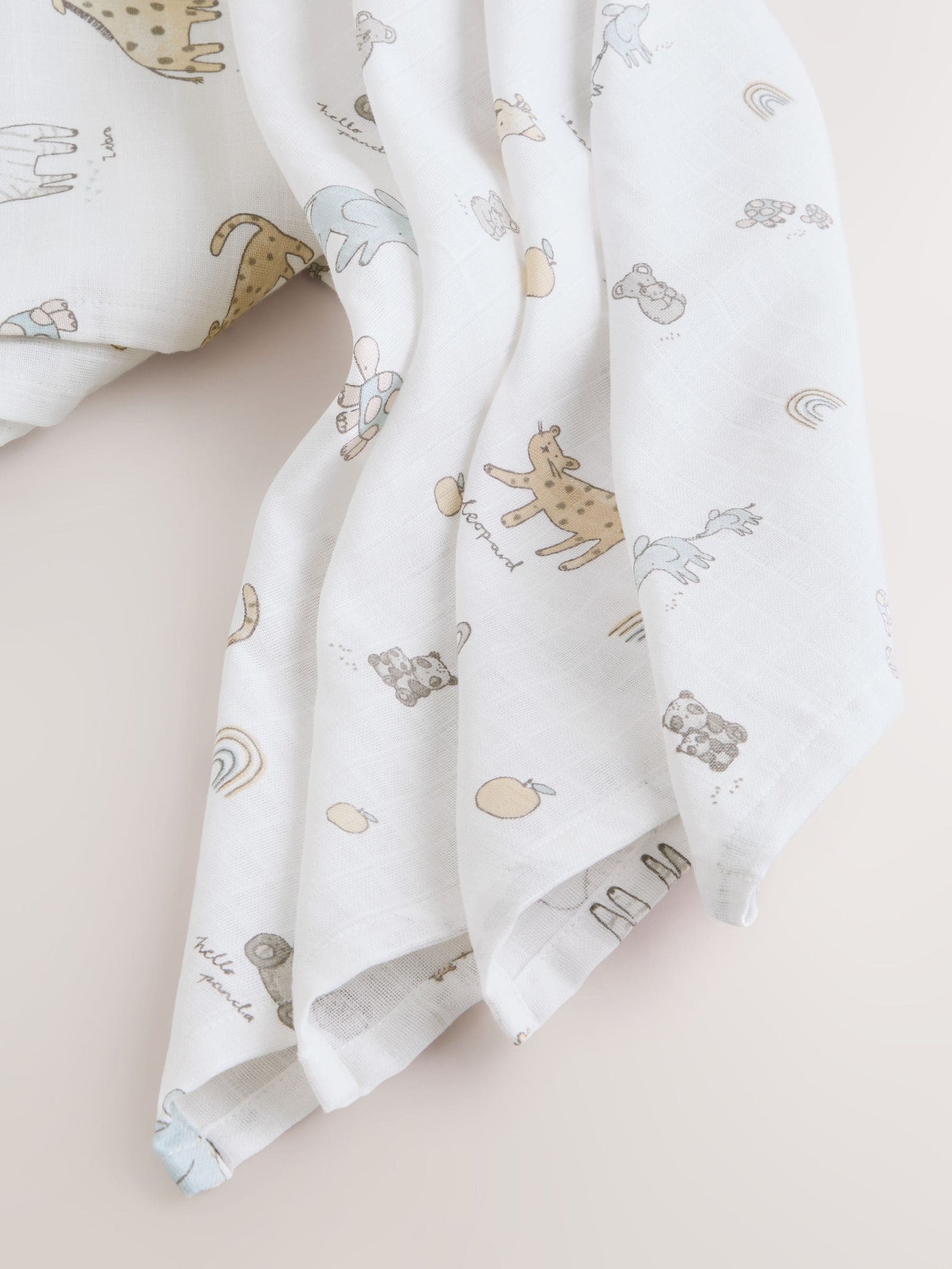 Neutral/Pink Mini Jungle Baby Muslin Cloths 4 Pack