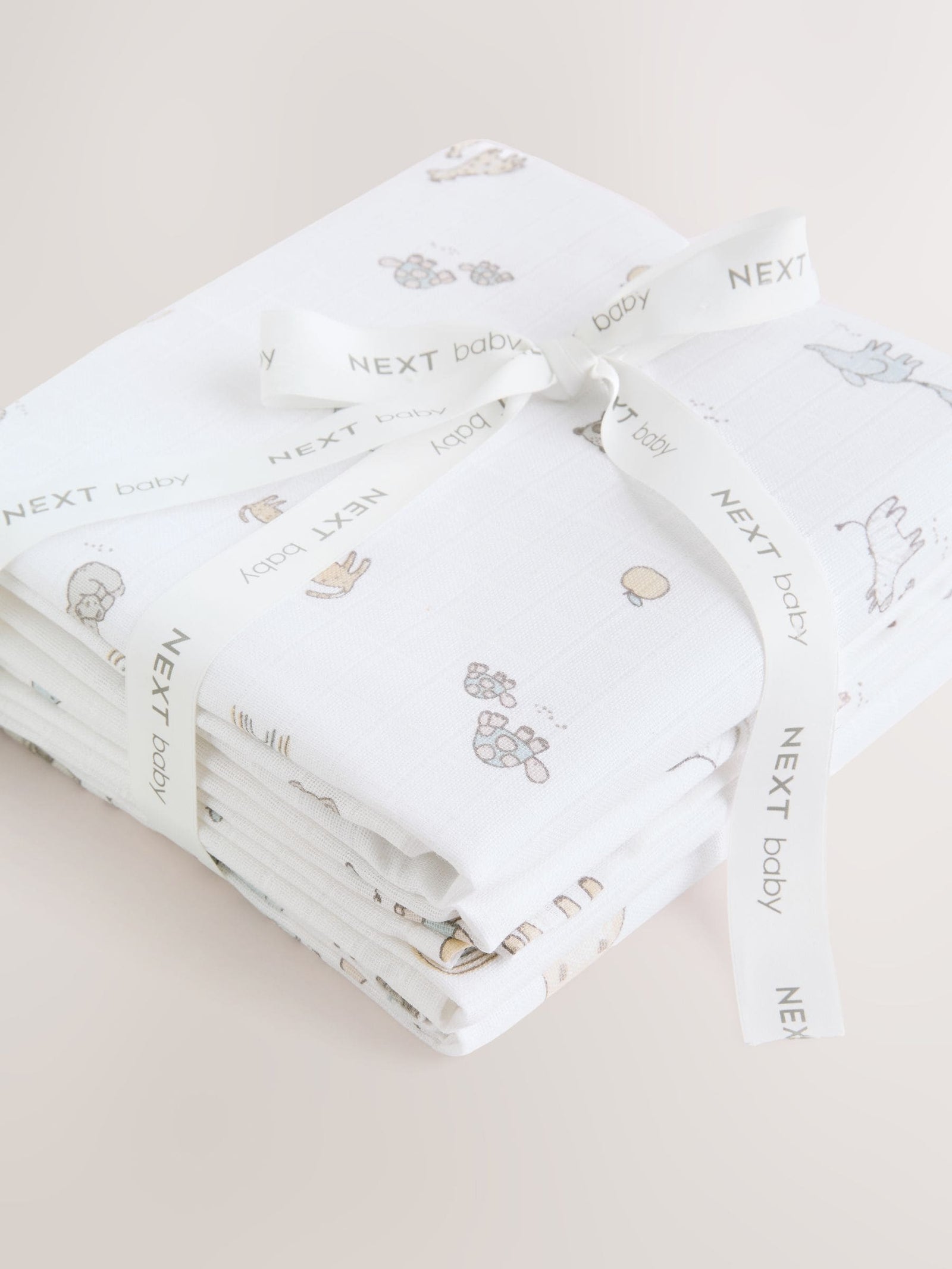 Neutral/Pink Mini Jungle Baby Muslin Cloths 4 Pack
