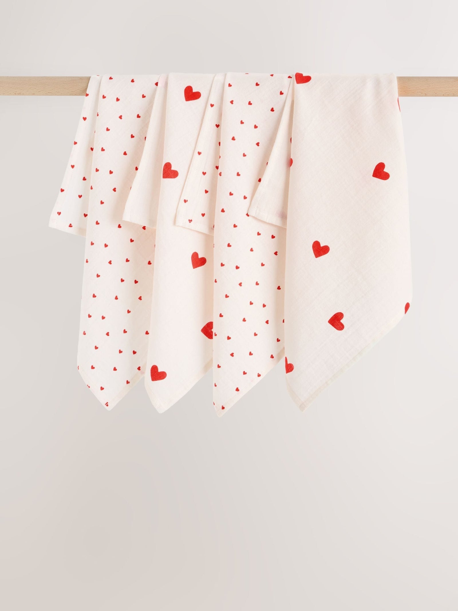 Red Hearts Baby Muslins Cloths 4 Pack