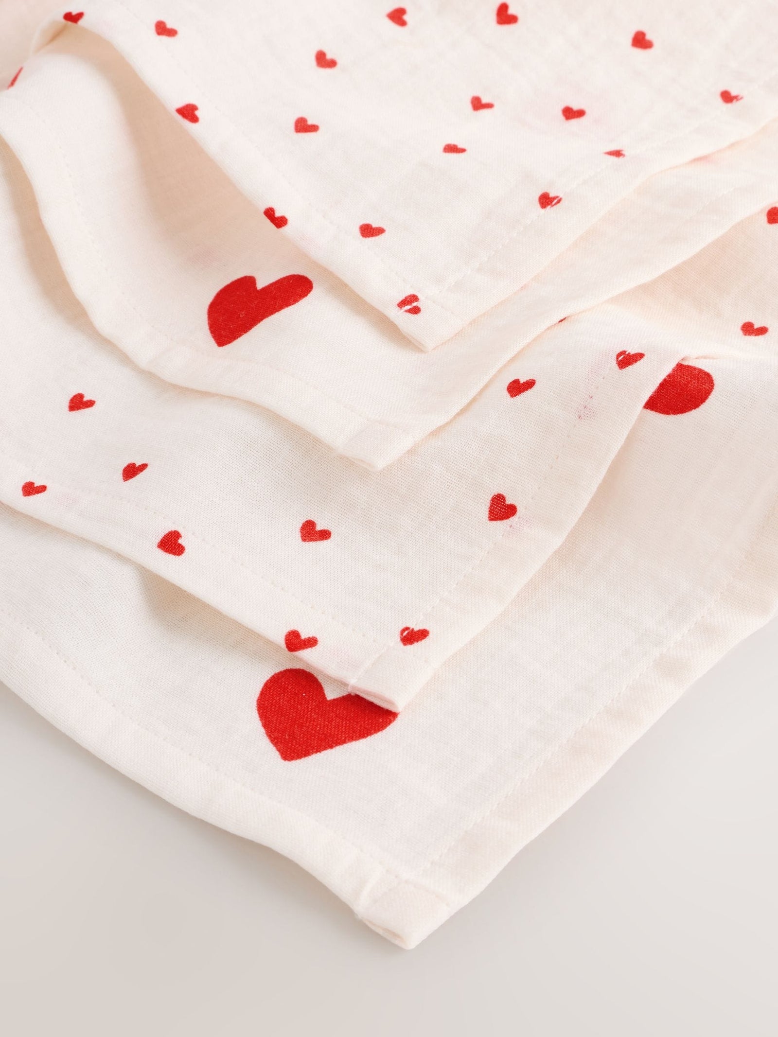 Red Hearts Baby Muslins Cloths 4 Pack