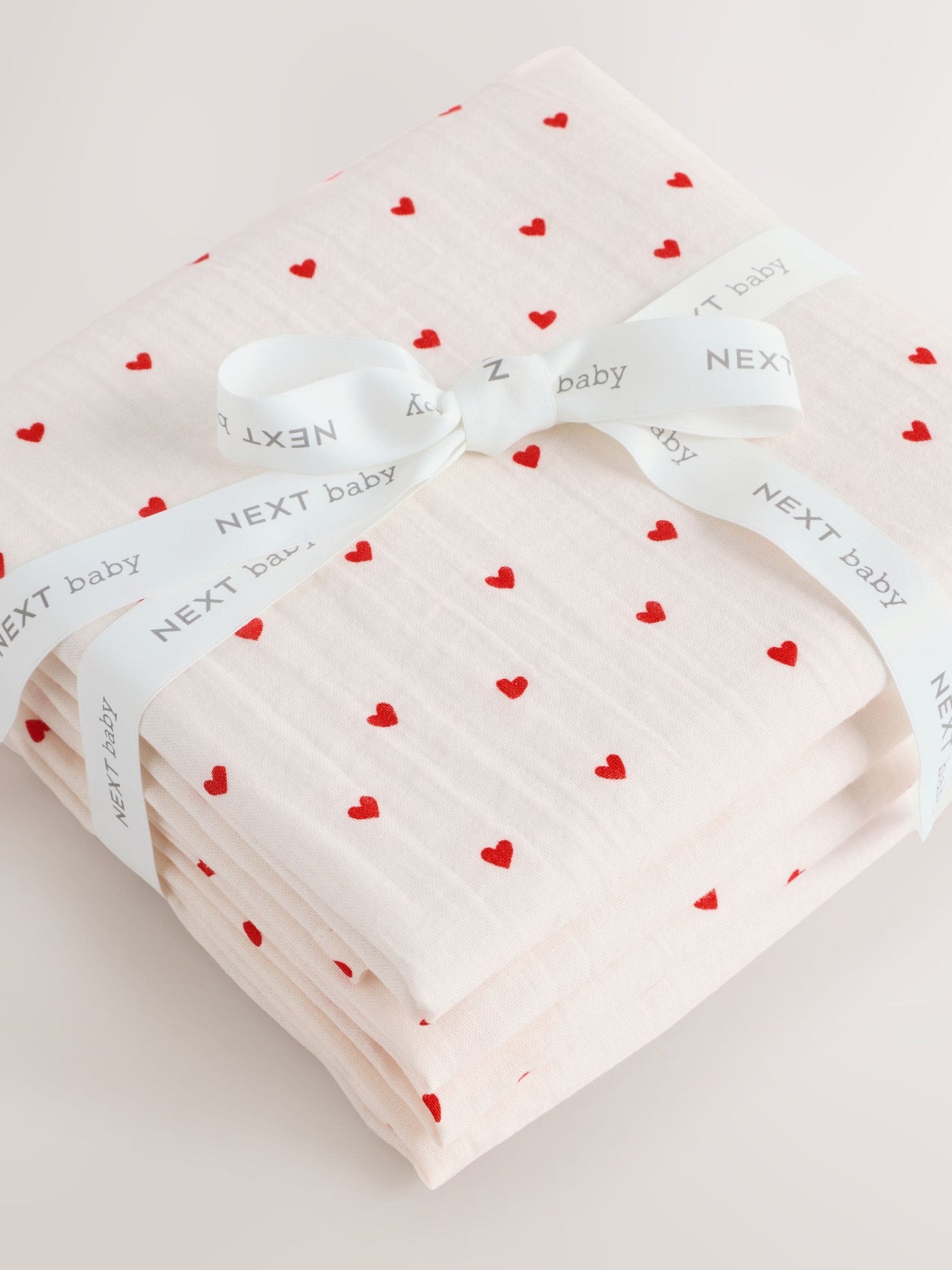 Red Hearts Baby Muslins Cloths 4 Pack