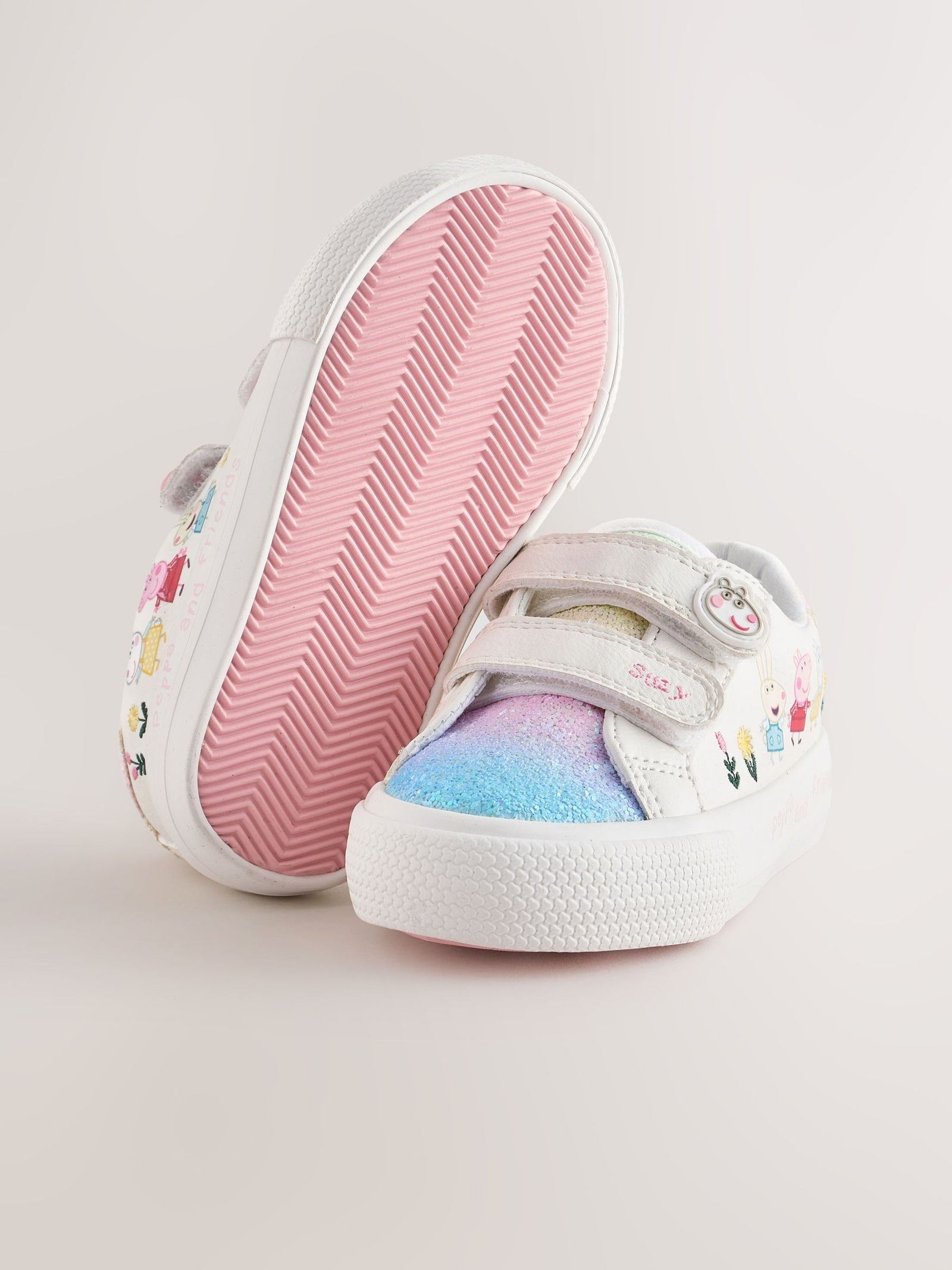 White Standard Fit (F) Peppa Pig Chunky Trainers with Touch Fastening