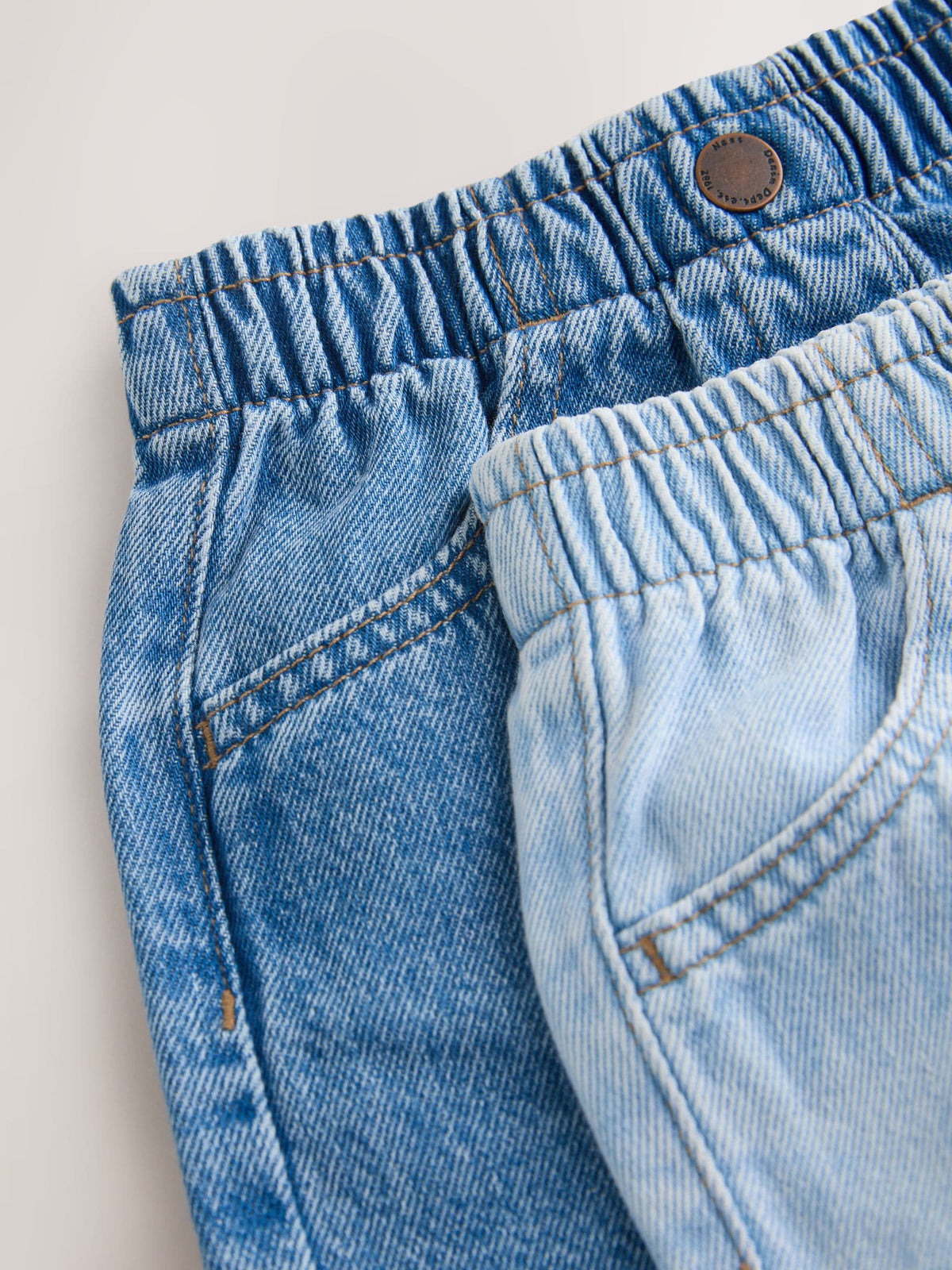 Mid Blue & Dark Blue Denim Pull On Shorts 2 Pack (3mths-10yrs)