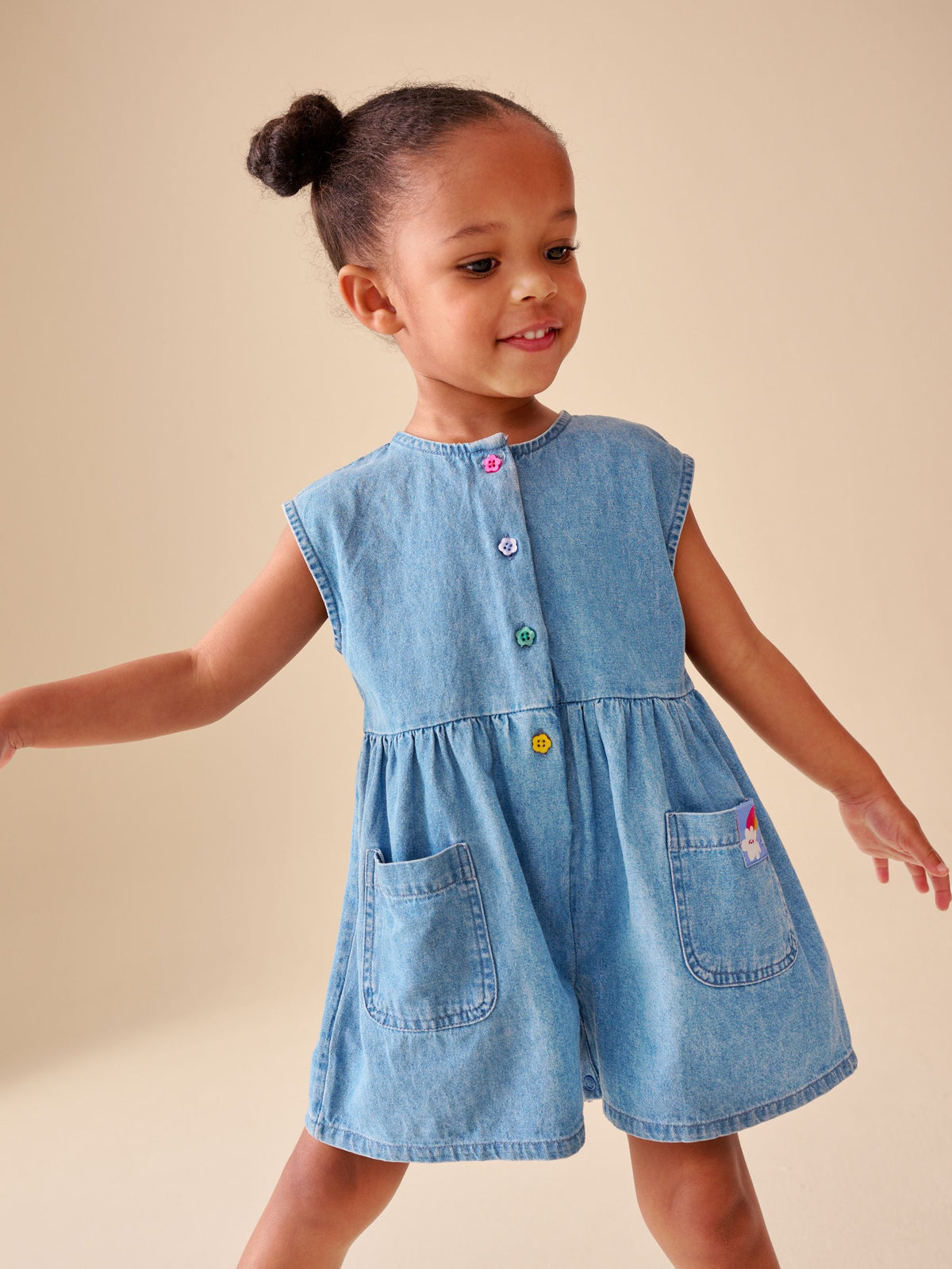 Blue Denim Sleeveless Playsuit (3mths-7yrs)