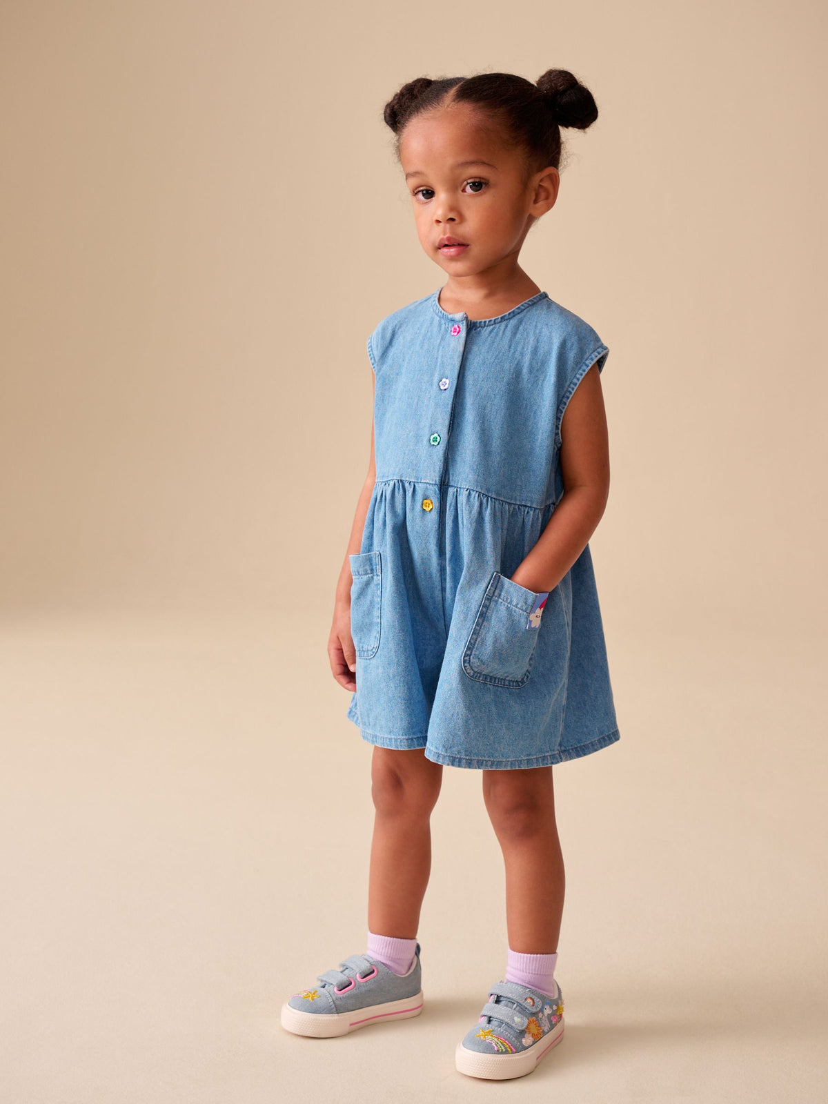 Blue Denim Sleeveless Playsuit (3mths-7yrs)