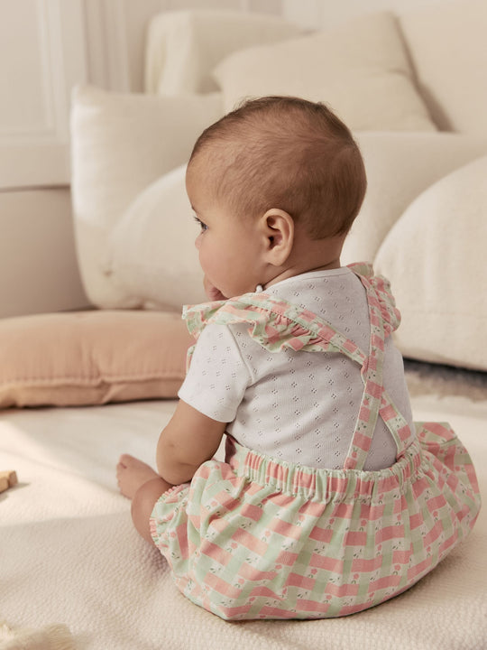Pink Check Baby Dungarees and Bodysuits Set 2 Piece (0mths-2yrs)