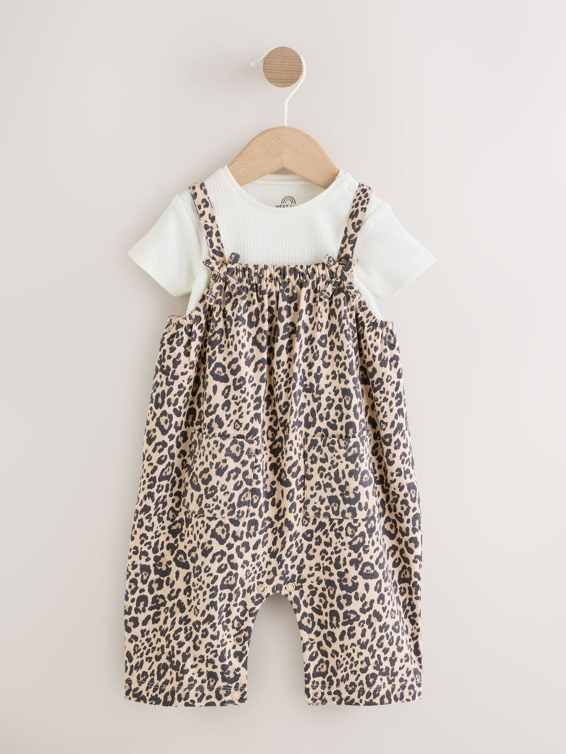 Leopard Print Baby Jersey Dungarees and Bodysuits Set 2 Piece (0mths-3yrs)