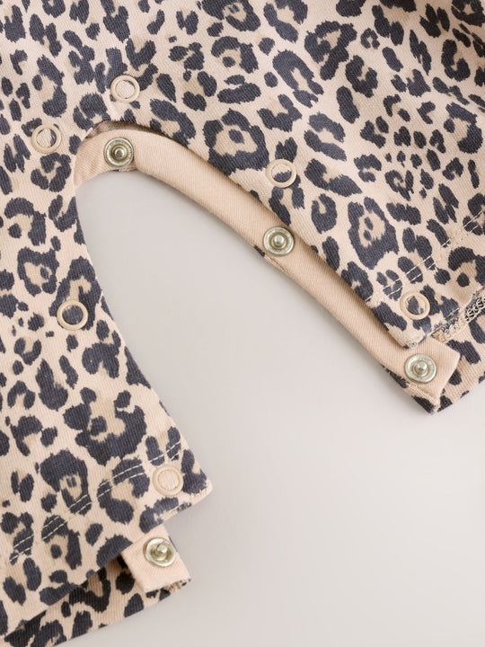 Leopard Print Baby Jersey Dungarees and Bodysuits Set 2 Piece (0mths-3yrs)