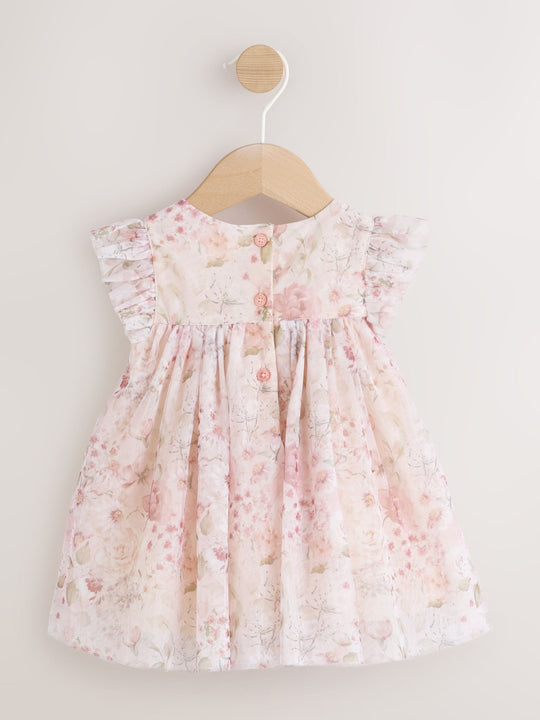 Pink Floral Baby Mesh Dress (0mths-2yrs)