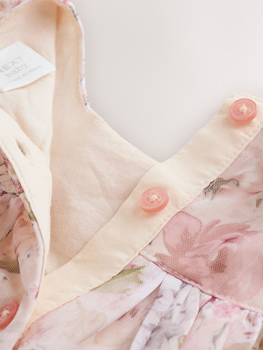 Pink Floral Baby Mesh Dress (0mths-2yrs)