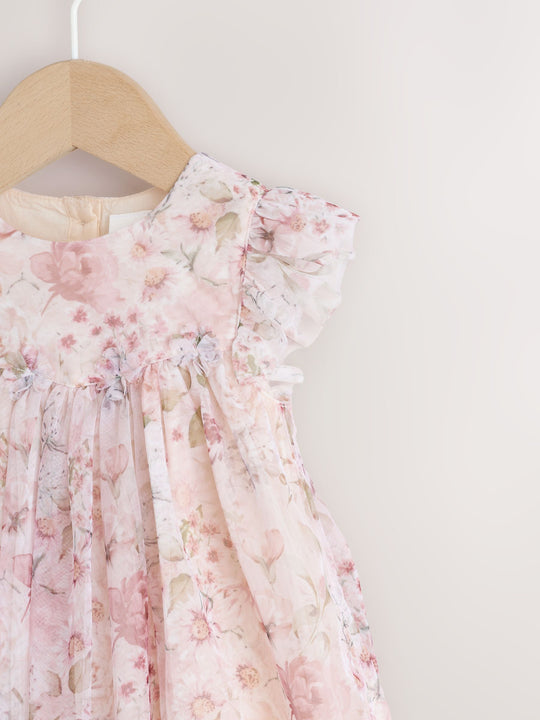 Pink Floral Baby Mesh Dress (0mths-2yrs)
