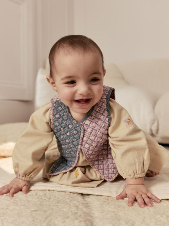 Cream Floral Baby Dress and Gilet Set 2 Piece (0mths-2yrs)