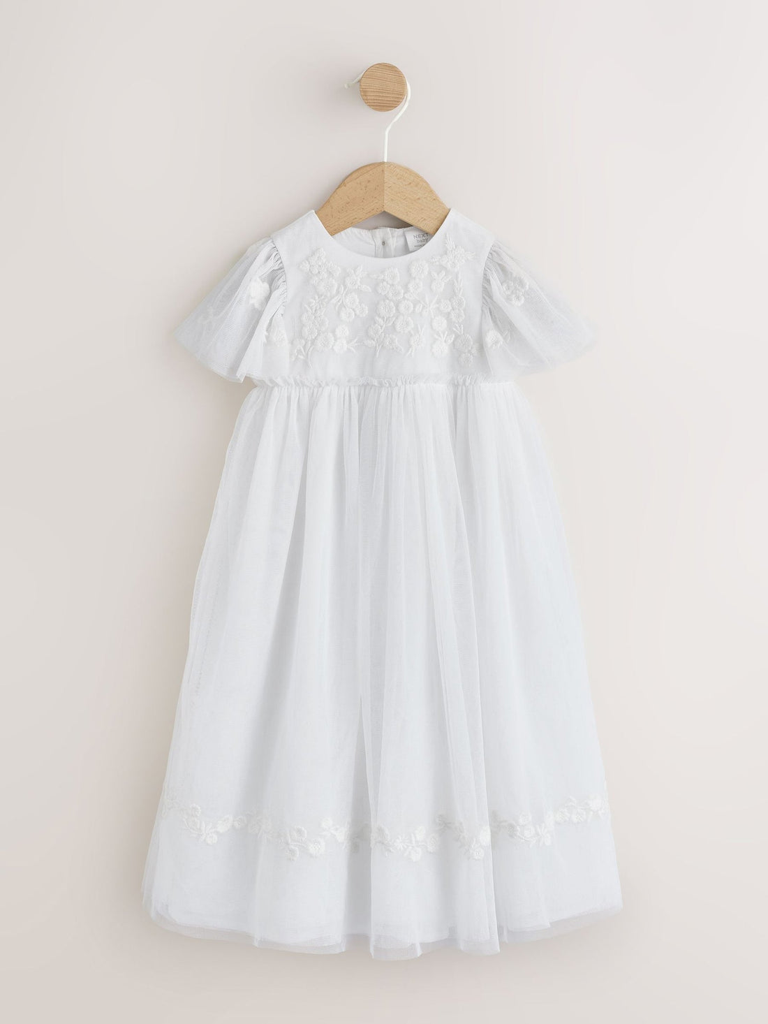 White Occasion Mesh Baby Floral Embroidered Dress (0mths-2yrs)