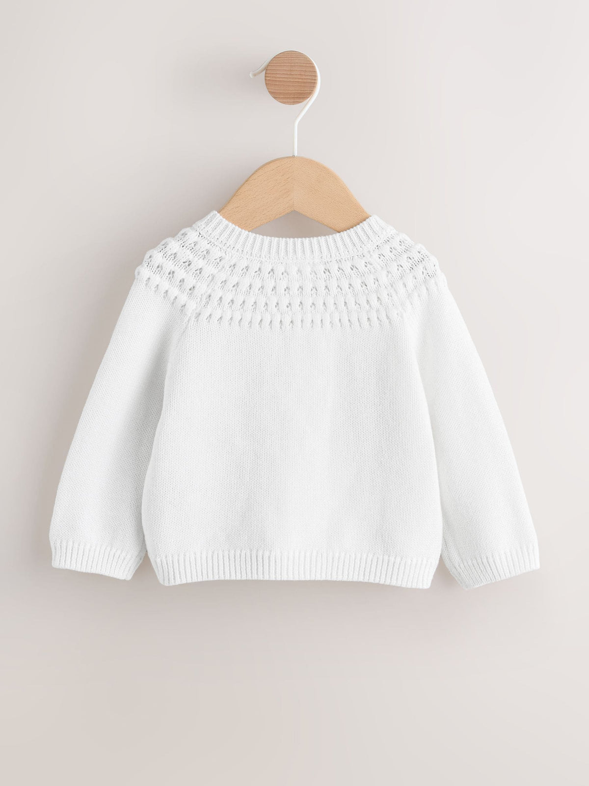 White Heart Pocket Button Through Baby Cardigan (0mths-2yrs)